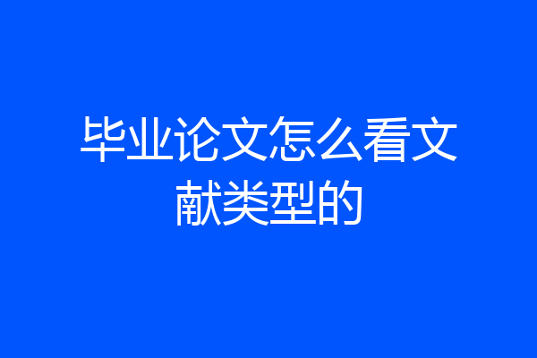毕业论文怎么看文献类型的