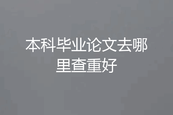本科毕业论文去哪里查重好