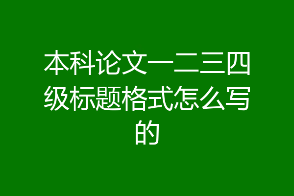 本科论文一二三四级标题格式怎么写的