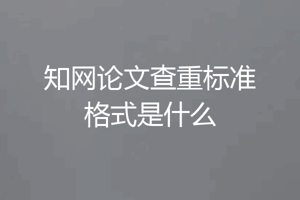 知网论文查重标准格式是什么