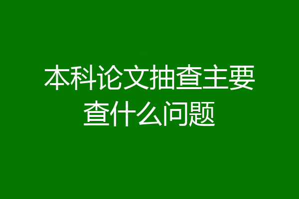 本科论文抽查主要查什么问题
