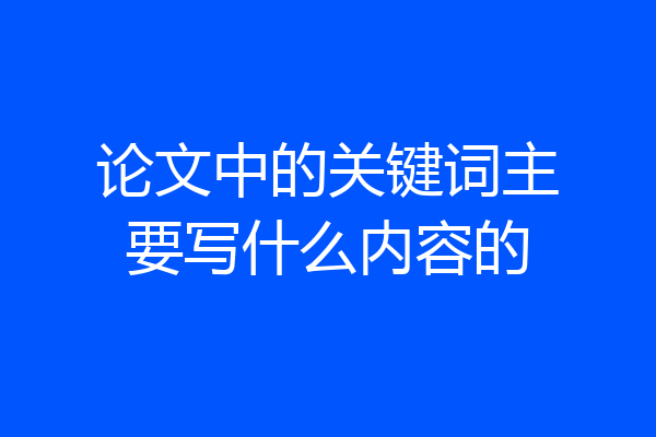 论文中的关键词主要写什么内容的