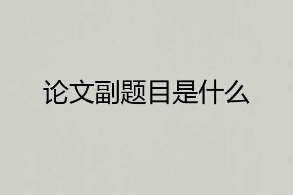 论文副题目是什么