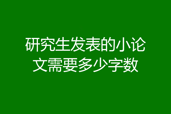 研究生发表的小论文需要多少字数