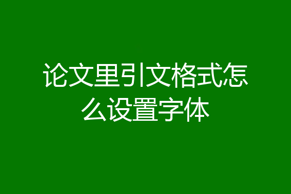 论文里引文格式怎么设置字体