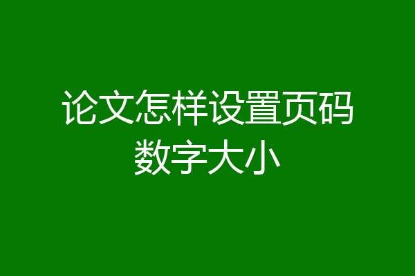 论文怎样设置页码数字大小