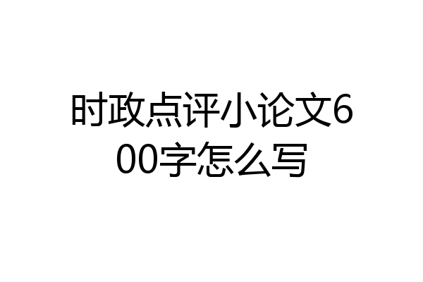 时政点评小论文600字怎么写
