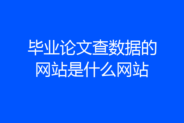 毕业论文查数据的网站是什么网站