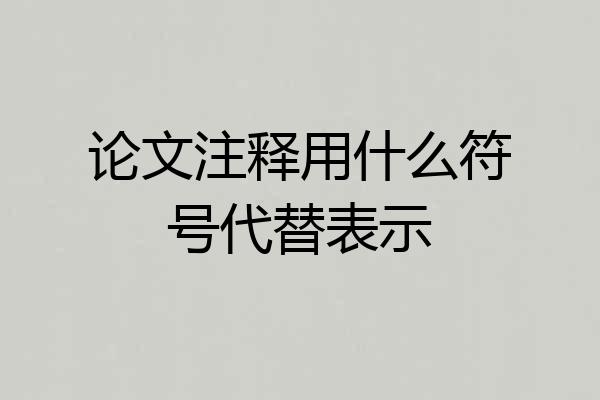论文注释用什么符号代替表示