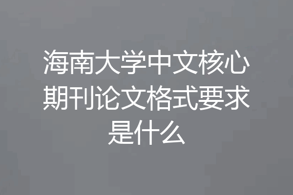 海南大学中文核心期刊论文格式要求是什么