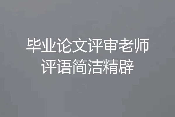 毕业论文评审老师评语简洁精辟