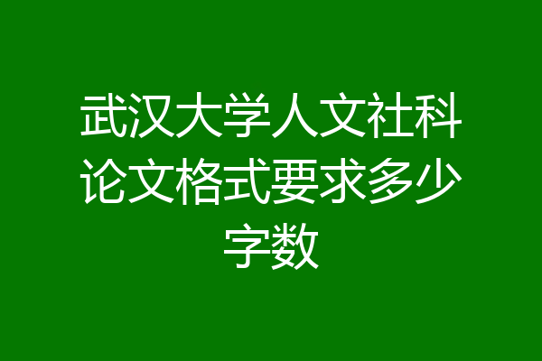 武汉大学人文社科论文格式要求多少字数