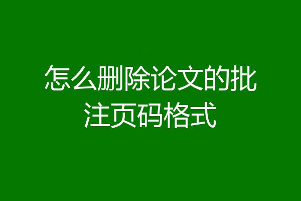 怎么删除论文的批注页码格式