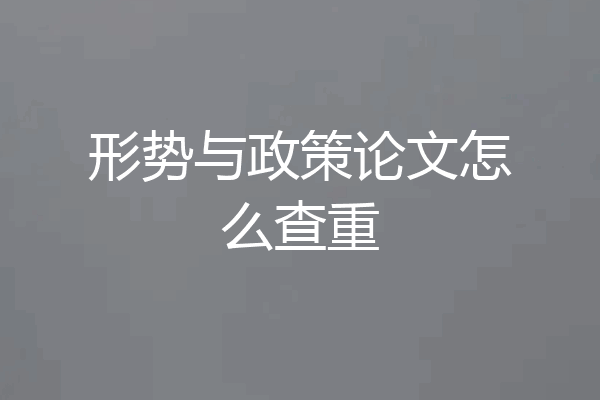 形势与政策论文怎么查重