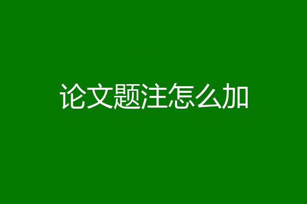 论文题注怎么加