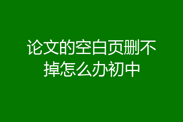 论文的空白页删不掉怎么办初中