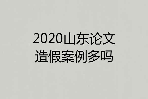 2020山东论文造假案例多吗