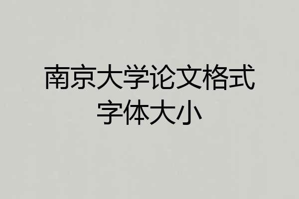南京大学论文格式字体大小