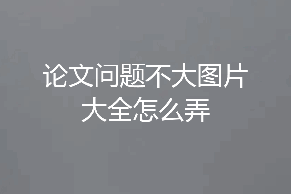 论文问题不大图片大全怎么弄