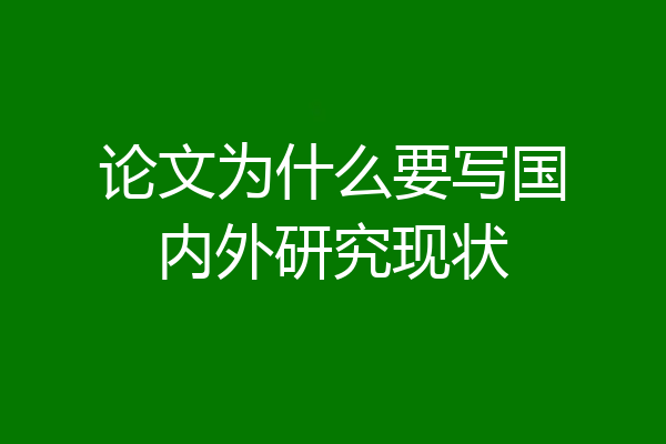 论文为什么要写国内外研究现状