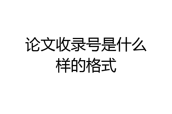 论文收录号是什么样的格式