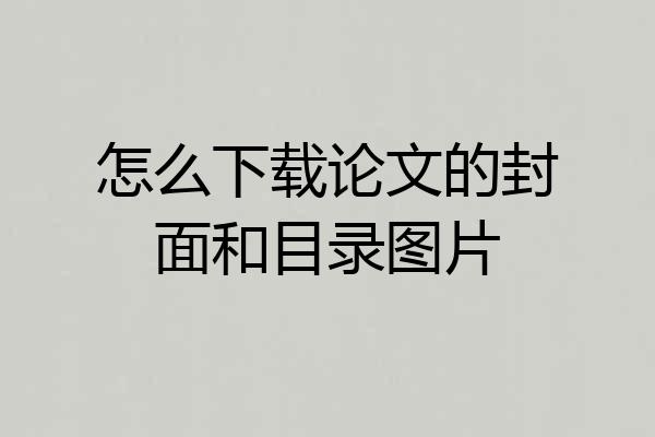 怎么下载论文的封面和目录图片