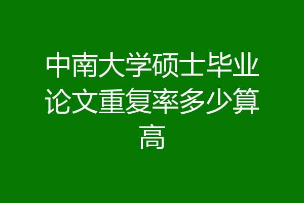 中南大学硕士毕业论文重复率多少算高