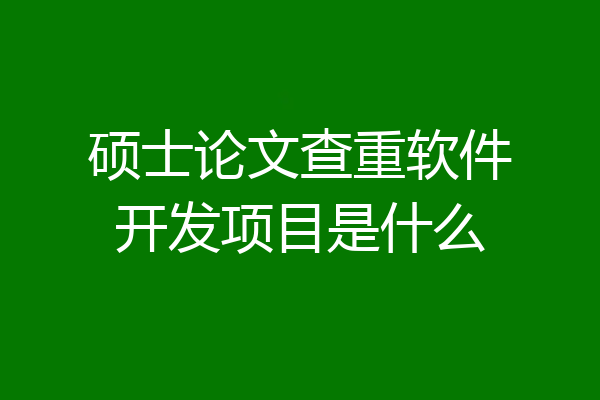 硕士论文查重软件开发项目是什么