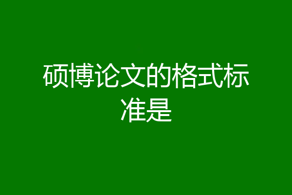 硕博论文的格式标准是