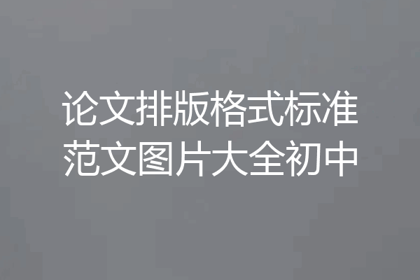 论文排版格式标准范文图片大全初中