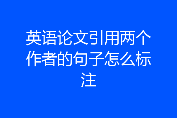英语论文引用两个作者的句子怎么标注