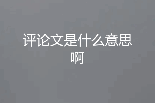 评论文是什么意思啊