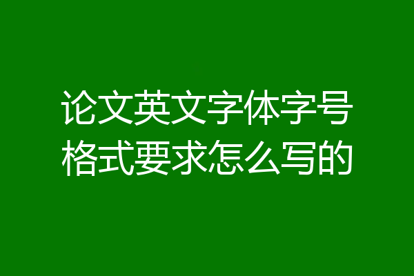 论文英文字体字号格式要求怎么写的