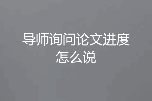 导师询问论文进度怎么说