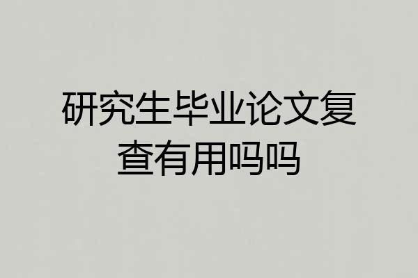 研究生毕业论文复查有用吗吗