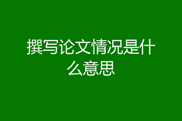 撰写论文情况是什么意思