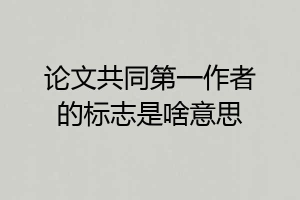论文共同第一作者的标志是啥意思