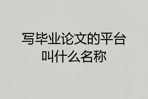写毕业论文的平台叫什么名称