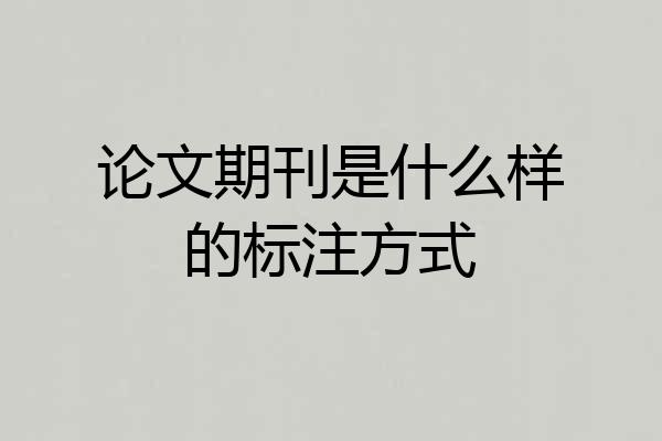 论文期刊是什么样的标注方式