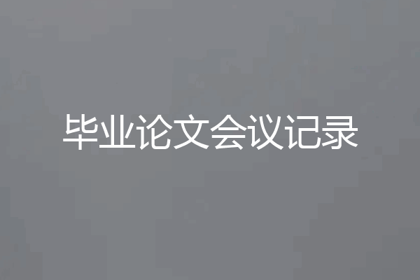 毕业论文会议记录