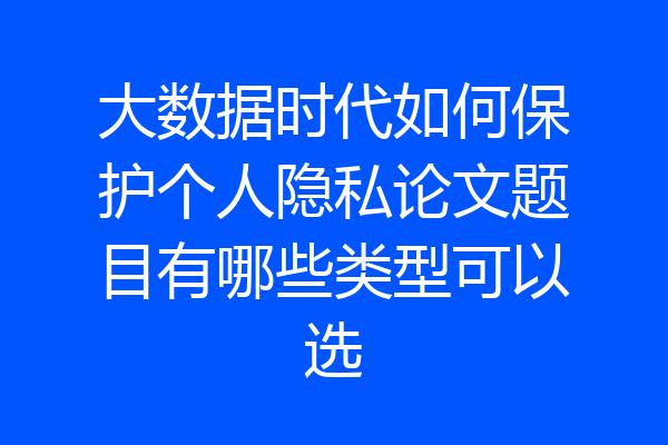大数据时代如何保护个人隐私论文题目有哪些类型可以选