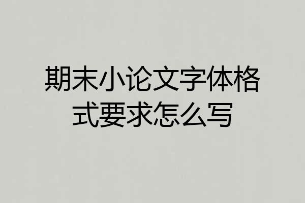 期末小论文字体格式要求怎么写