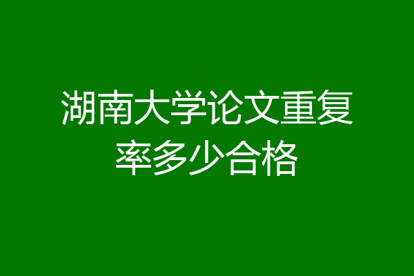 湖南大学论文重复率多少合格