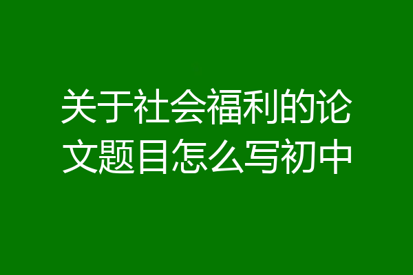 关于社会福利的论文题目怎么写初中