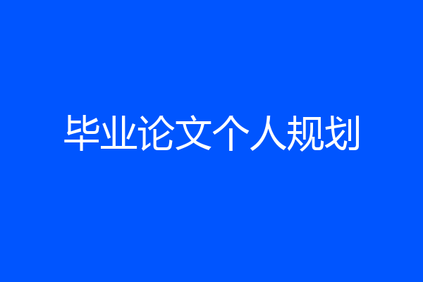 毕业论文个人规划
