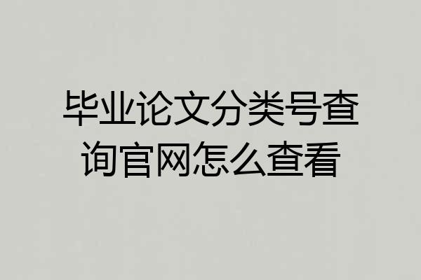 毕业论文分类号查询官网怎么查看