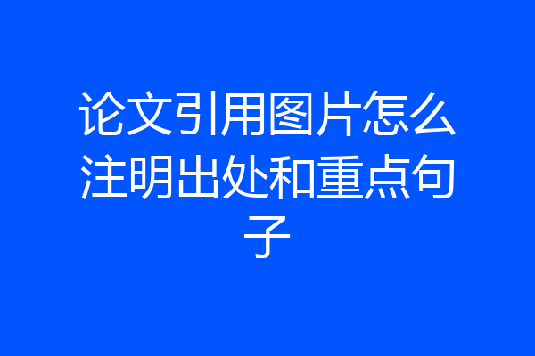 论文引用图片怎么注明出处和重点句子