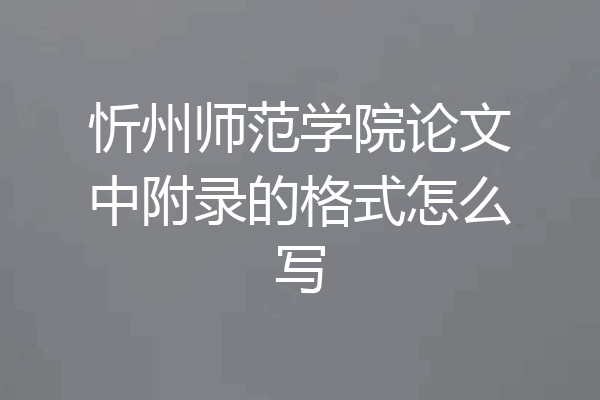 忻州师范学院论文中附录的格式怎么写