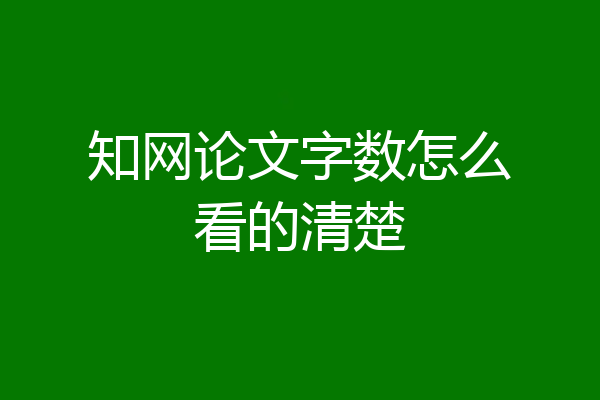 知网论文字数怎么看的清楚