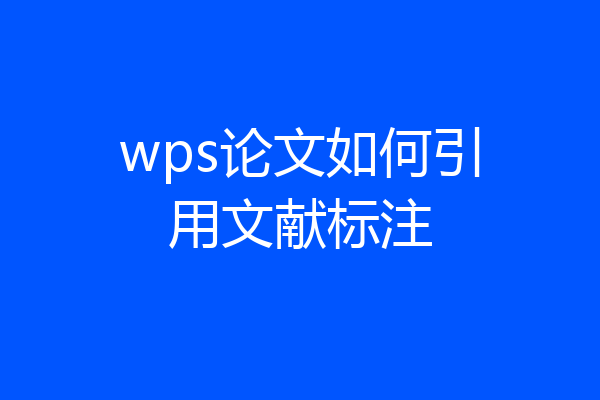 wps论文如何引用文献标注
